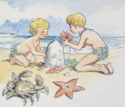 Au bord de la mer, illustration tirée de "The Water Babies" de Charles Kingsley - Philip Mendoza