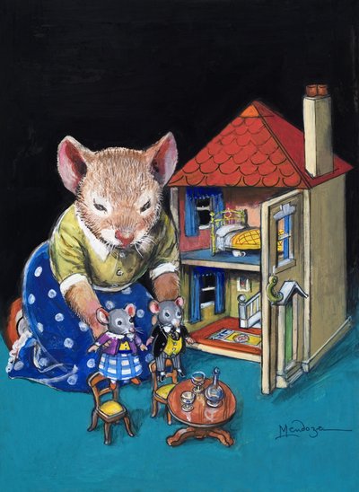 La souris de la ville et la souris de la campagne (gouache sur papier) - Philip Mendoza