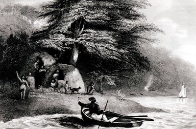 Cabane fuégienne à Hope Harbour dans le canal de Magellan, gravée par S. Bull, 1838 - Philip Parker King