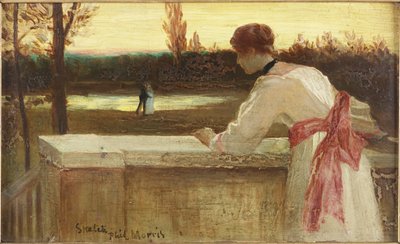 Fille sur un balcon regardant un couple près d