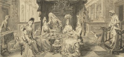 Société élégante à la table ronde, vers 1700 - Philip Tidemann