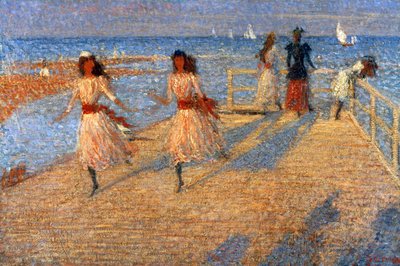 Filles courant, jetée de Walberswick, 1888-1894 - Philip Wilson Steer