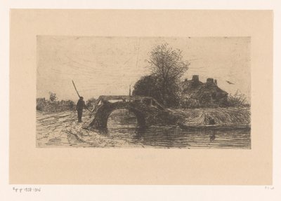 Paysage avec rivière, pont et maisons - Philip Zilcken