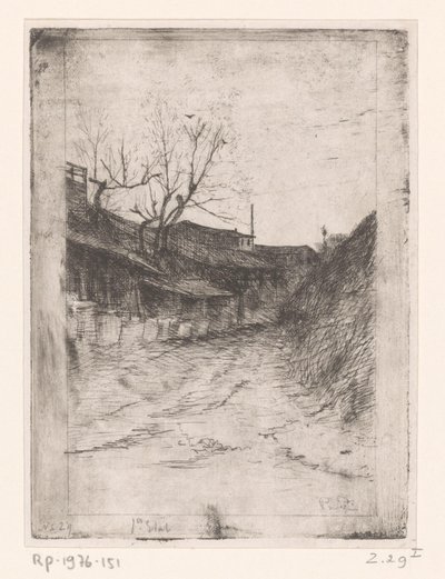 Chemin le long des bâtiments et des arbres - Philip Zilcken