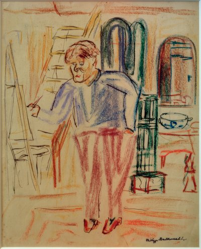 Kirchner devant le chevalet dans son atelier - Philipp Bauknecht