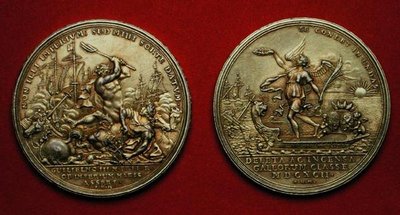 Médaille commémorant la bataille de La Hogue en 1692 - Philipp Heinrich Mueller