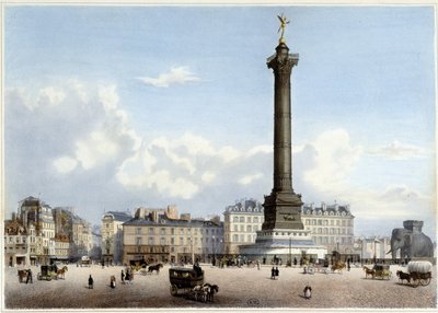 Colonne de juillet à la Bastille - dans "Promenade dans Paris et ses environs", conçu par Jacottet et Benoist, vers 1840 - Philippe Benoist