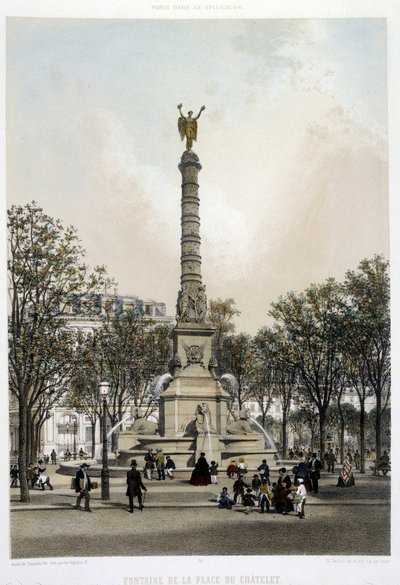 La fontaine du Châtelet - lithographie par Benoist - Philippe Benoist