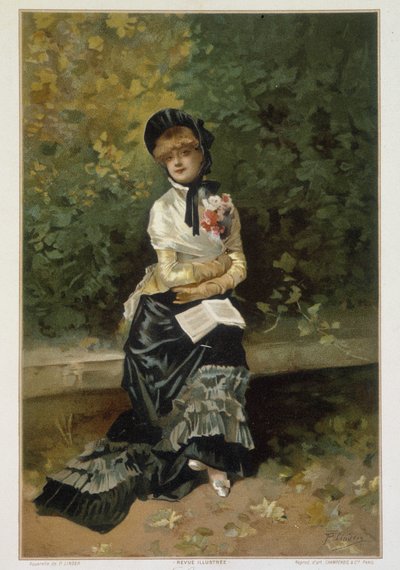 Solitude (femme seule assise sur un banc avec un livre sur les genoux) par Linder - Philippe Jacques Linder
