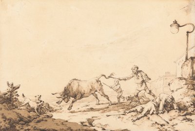 Un taureau chargeant - Philippe Jacques de Loutherbourg