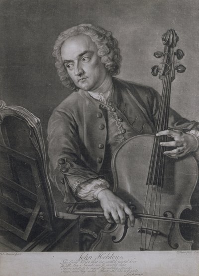 Portrait de John Hebden (fl.1740-60), violoncelliste dans l