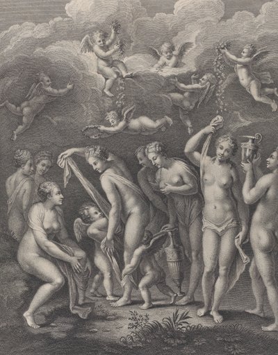 Héra, Aphrodite et Athéna se préparant pour le concours de beauté avant P..., vers 1729-40 - Philippe Simonneau