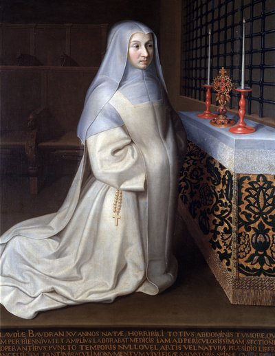 Portrait de Claudia (Claude) Baudran, pensionnaire du couvent de Port-Royal-des-Champs, peinture attribuée à Philippe de Champaigne, église de Linas, Seine-et-Oise - Philippe de (attr. to) Champaigne