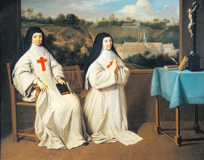 Portrait de la sœur et de la mère de Marie-Angélique Arnauld devant l