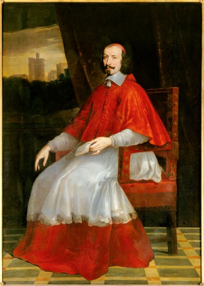 Portrait en pied du Cardinal Jules Mazarin (Giulio Raimondo Mazzarino ou Mazarino) (1602-1661) - Philippe de Champaigne