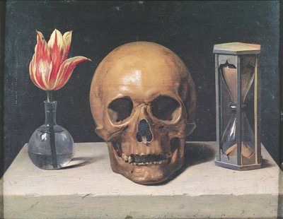 Nature morte de vanité avec une tulipe, un crâne et un sablier - Philippe de Champaigne