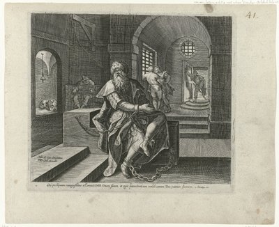 Le roi Manassé en prison - Philips Galle (attributed to workshop of)