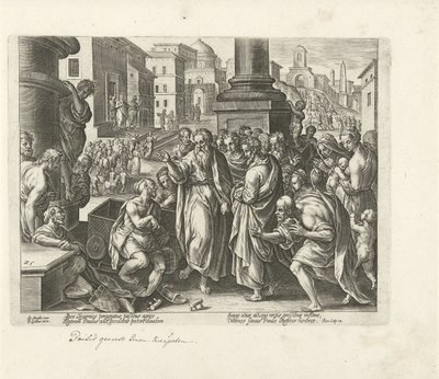 Paul guérit un infirme à Lystre (Actes des Apôtres, Acta Apostolorum) - Philips Galle (possibly)