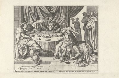 Christ oint par Marie Madeleine (Six scènes avec Christ et des femmes des évangiles, titre de la série) - Philips Galle