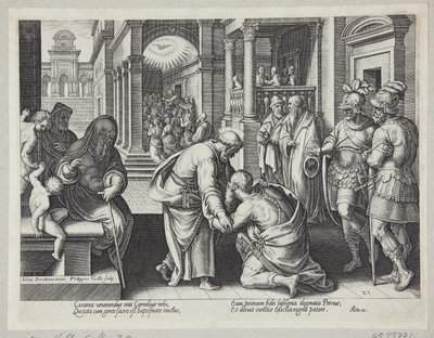 Cornelius agenouillé devant Saint Pierre - Philips Galle