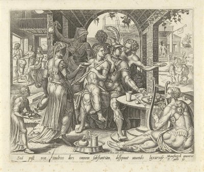 Le fils prodigue dilapide son héritage (Gelijkenis van de verloren zoon) - Philips Galle