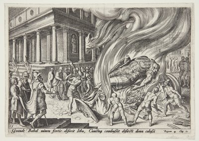 Jéhu détruisant le temple et la statue de Baal - Philips Galle