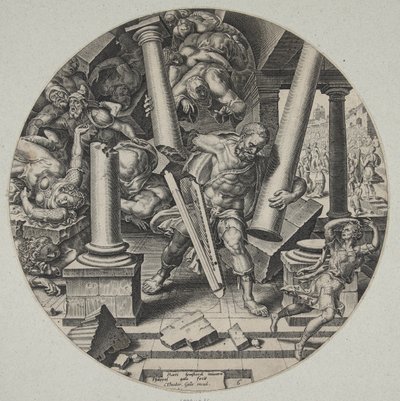Samson détruisant le temple des Philistins - Philips Galle