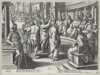 Saint Paul devant les grands prêtres - Philips Galle