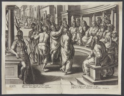 Saint Paul devant les grands prêtres - Philips Galle