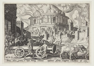 Les Chaldéens emportant les piliers du temple de Jérusalem - Philips Galle