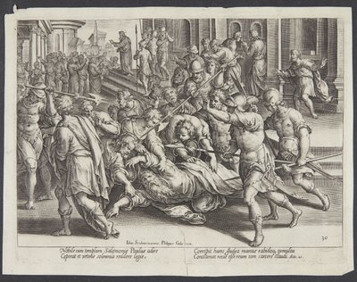 Le chef capitaine empêchant les juifs de tuer Paul - Philips Galle
