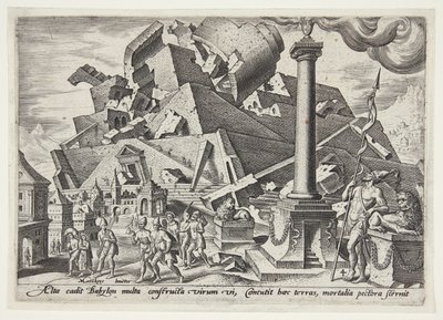 La destruction de la tour de Babel et la dispersion des peuples - Philips Galle
