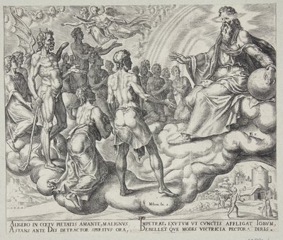 Les fils de Dieu, Satan parmi eux, se présentent devant le Seigneur - Philips Galle