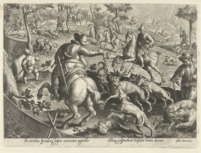 Chasse aux loups avec des lances - Philips Galle