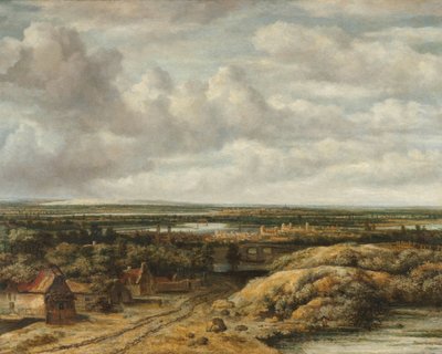 Vue lointaine avec des cottages le long d