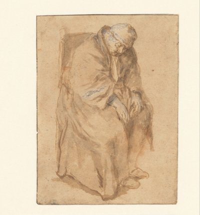 Joost van den Vondel, dormant dans une chaise - Philips Koninck