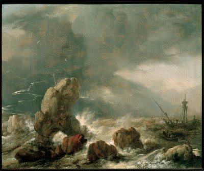 Mer agitée avec trois navires en détresse - Philips Wouwerman