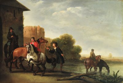 Cavaliers abreuvant leurs chevaux - Philips Wouwermans or Wouvermans