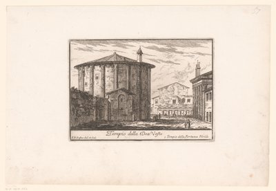 Vue du Temple de Vesta Tempio della Dea Veste Zichten op het antieke en moderne Rome Varie Vedute di Roma Antica, e Moderna - Philothée Francois Duflos