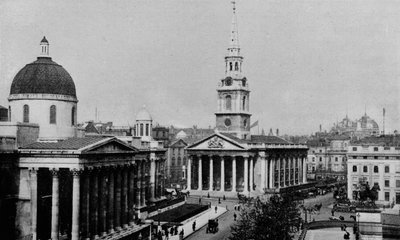 Galerie nationale et Église de St Martin-in-the-Fields, Westminster, Londres, vers 1910-1911 - Photochrom Co Ltd of London