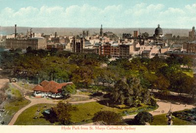 Hyde Park depuis la cathédrale Sainte-Marie, Sydney - Photographer Australian