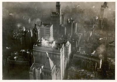 Photo aérienne du centre-ville de Manhattan, prise du LZ 127 Graf Zeppelin, New York 1928 - Photographer German