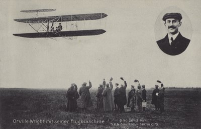 Aviateur américain Orville Wright et sa machine volante - Photographer German