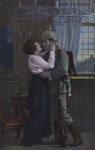 Soldat allemand disant adieu à sa femme avant de partir à la guerre (photo en couleur) - Photographer German