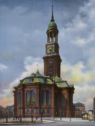 Hambourg : Michaeliskirche, brûlée le 3 juin 1906, reconstruite 1906-12 - Photographer German