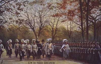 Kaiser Wilhelm II inspectant des soldats allemands en parade - Photographer German