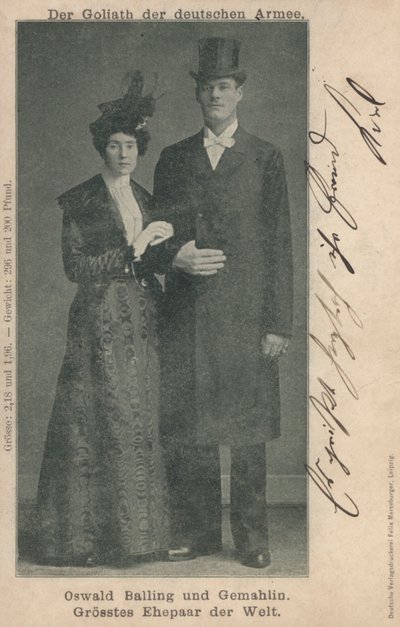 Oswald Balling et sa femme, le couple marié le plus grand du monde - Photographer German