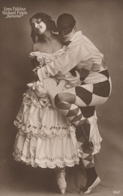 Danseurs de ballet russes Vera Fokina et Michel Fokine dans Carnaval, vers 1910 - Photographer German