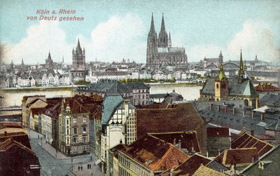 Vue de Cologne à travers le Rhin depuis Deutz, Allemagne (photo couleur) - Photographer German