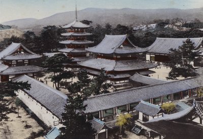 Japon, vers 1912 : Horyu-ji, le plus ancien temple bouddhiste du Japon, construit il y a environ 1300 ans, Yamato - Photographer Japanese